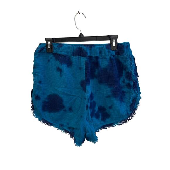 Teal Blue Tie Dye Textured 2 Piece Set Fringe Hem Lounge Outfit Size M - Picture 6 of 8